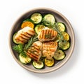 Delicious Muffin Dish With Roasted Barramundi Steak And Zucchini