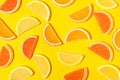 Delicious multicolored citrus flavored marmalade with natural juice on vivid orange background