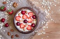 Delicious natural breakfast oatmeal porridge with