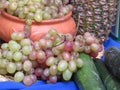 Delicious natural fruits grapes pineapple still life tasty vitamins Royalty Free Stock Photo