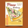 Delicious Natural Pizza Advertising Poster Vector