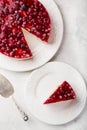 Delicious no baked cheesecake with jelly and summer berries Royalty Free Stock Photo