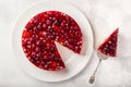 Delicious no baked cheesecake with jelly and summer berries Royalty Free Stock Photo