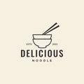 Delicious noodle with bowl minimal logo design