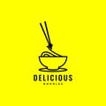 Delicious noodle food logo design vector