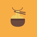 delicious noodle logo isolated on yellow background