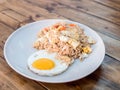 Delicious noodle with sunny up fried egg Royalty Free Stock Photo