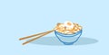 Delicious noodles ramen with boiled egg traditional asian food concept hand drawn sketch doodle horizontal Royalty Free Stock Photo