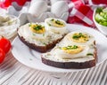 Delicious and nutritious cheese and boiled egg sandwich Royalty Free Stock Photo
