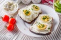 Delicious and nutritious cheese and boiled egg sandwich Royalty Free Stock Photo