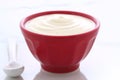 Red bowl plain yogurt