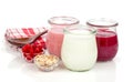 Delicious, nutritious and healthy yogurt in a glass jars
