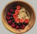 Delicious oatmeal with berries raspberries strawberries currants