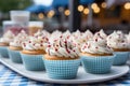 Delicious Oktoberfest-themed Cupcakes in Blue and White AI Generated