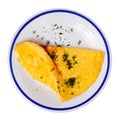 Delicious omelet from eggs on white plate