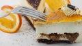 Delicious orange cake with a fork