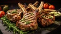 Delicious organic grilled lamb chops for a mouthwatering dinner Royalty Free Stock Photo