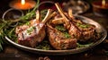 Delicious organic grilled lamb chops for a mouthwatering dinner Royalty Free Stock Photo