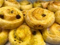 delicious pains aux raisins pastry rolls. snail roll pastry cake