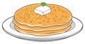 Delicious Pancake Stack with Butter and Fresh Herbs Breakfast Food Illustration Royalty Free Stock Photo