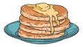 Delicious pancake sticker colorful detailed Royalty Free Stock Photo