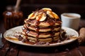 Delicious Pancakes banana honey. Generate Ai