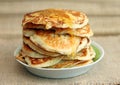 Delicious pancakes with honey, close-up