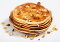 Delicious pancakes with honey and walnuts