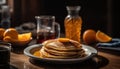 Delicious Pancakes with Maple Syrup - Nutritious Breakfast Concept - generative AI