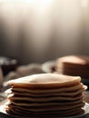 Delicious pancakes on plate with maple syrup Royalty Free Stock Photo