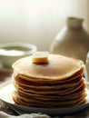 Delicious pancakes on plate with maple syrup Royalty Free Stock Photo