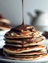 Delicious pancakes on plate with maple syrup Royalty Free Stock Photo