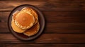 Delicious Pancakes On Wooden Table - Aerial View Royalty Free Stock Photo