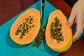 Delicious Papaya cut in half with seed