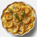 Delicious Parsnip Gratin Recipe in White Bowl with Creamy Texture and Golden Brown Topping for Food Lovers