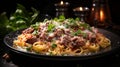 Delicious Pasta With Meat And Cheese - A Perfect Candlelit Dinner