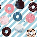 Delicious pastel colors donuts pattern.