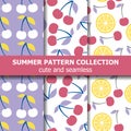 Delicious pattern collection with cherries and lemons. Summer banner