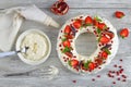 Delicious pavlova cake with whipped cream