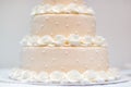 Delicious peach and white wedding cake