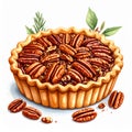 Delicious Pecan Pie with Golden Crust Isolated on White Background Royalty Free Stock Photo