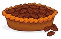 Delicious Pecan Pie with Some Nuts over White Background, Vector Illustration Royalty Free Stock Photo