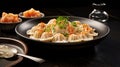 Delicious pelmeni, dumplings, ravioli, for menu in restaurant, banners, social media