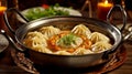 Delicious pelmeni, dumplings, ravioli, for menu in restaurant, banners, social media