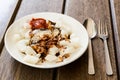 Delicious Penang Chee Cheong Fun with sauces, sesame, fried shallot. Royalty Free Stock Photo