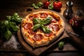 Delicious Pepperoni Pizza with Ample Copy Space for Food Advertisement or Menu Presentation