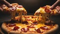 Delicious Pepperoni Pizza with Epic Cheese Pull Royalty Free Stock Photo