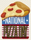 Delicious Pepperoni Pizza Promoting its American National Day Celebration, Vector Illustration