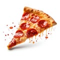 Delicious Pepperoni Pizza Slice Isolated on White. Generative ai