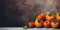 Delicious persimmon Fruit on Copy Space Background: A Burst of Flavor and Beauty